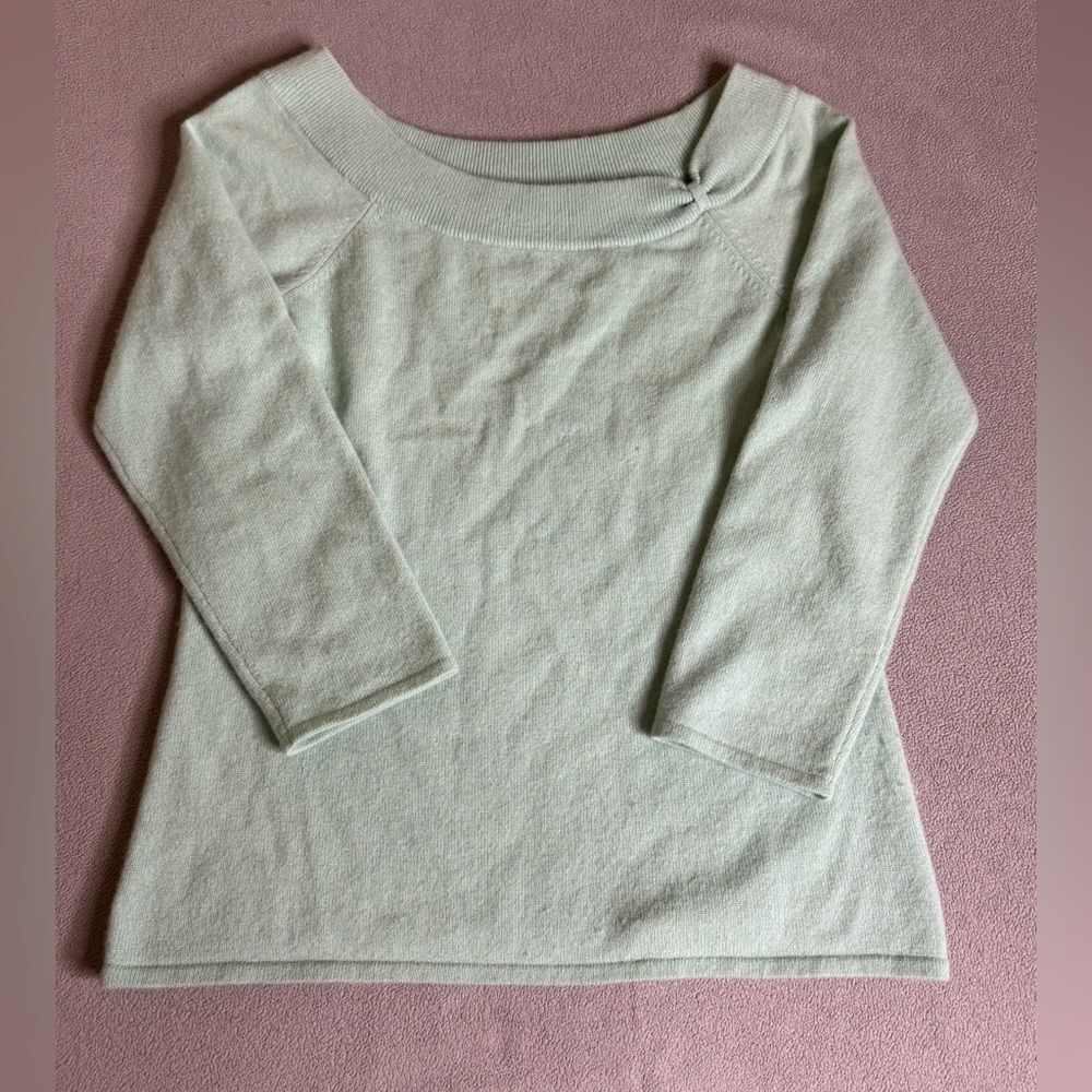 CASLON 100% Cashmere 3/4 Sleeve Boatneck Sweater Size M